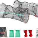 BasicGear Crab Spring Trap 2 pcs - Bait Trap for Lobster, Crawfish, Shrimp, Portable Folding Collapsible Fishing Traps Nets Fishing Accessories