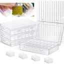 Queekay Embroidery Floss Organizer Box Set, Includes Compartments Cross Stitch Organizer Box, Plastic Floss Bobbins and 1790 Number Stickers for Thread Sewing, 4 Sets(24 Grids,50 Pcs)