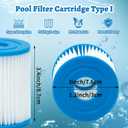 Type I Pool Filter Cartridge, High-Efficiency Filter Elements, 330 Gallon Pump Filter Cartridge for Pool Cleaning (4 Pcs)