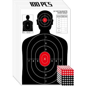 LAKINGO 23x35 Inch Shooting Targets - High-Visibility Silhouette Paper for Range Training - Compatible with Pistol Rifle Shotgun Airgun BB Gun - Reusable with Adhesive Patches for Indoor/Outdoor