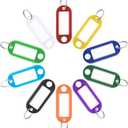 Uniclife 40 Pack Tough Plastic Key Tags with Split Ring Label Window, Assorted Colors (Multicolored)