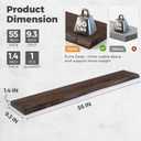 Live Edge Elm Floating Shelves For Wall - 55" W x 9.3" D Rustic Solid Long Wood Shelves with Invisible Bracket, Wall-Mounted Storage & Display Shelf for Living Room Bedroom Kitchen, Set of 2, Walnut