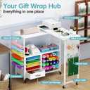360 Rotating Craft Cart with 26 Vinyl Rolls Storage & Side Pegboards | Mobile Rolling Workstation for Heat Press, Compatible with Cricut Machines | Locking Brakes for Craft Room Home Office