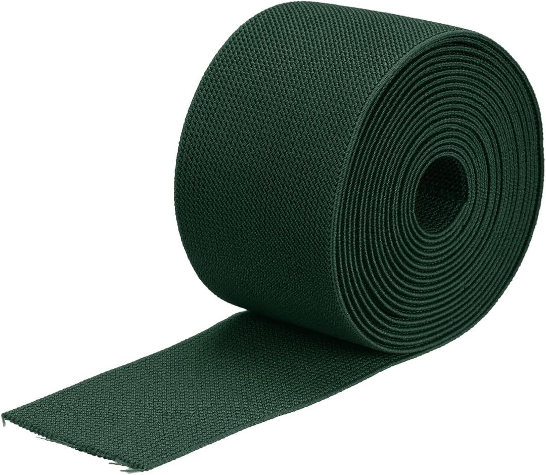 MECCANIXITY Twill Wide Elastic Band Double-Side 3 inch Flat 4 Yard Woven Elastic Band Knit Elastic Spool Heavy Stretch Strap Dark Green for Sewing, Waistband