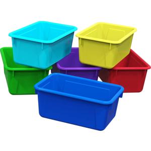 Storex 62414U05C Small Cubby Bin, Plastic Storage Container Fits Classroom Cubbies, Pack of 5, 12.2" x 7.8" x 1" (Assorted colors)