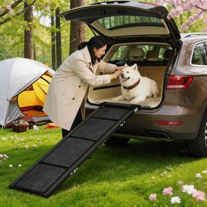 Garvee 20" Extra Wide Folding Dog Ramp for Car, 63" Long Heavy Duty Non-Slip Portable Pet Ramp, Large Dogs Up to 250 lbs, Outdoor & Indoor Use