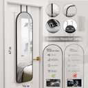 SCWF-GZ 47x14 Mirror Full Length Back Door Hanging or Wall Mounted Aluminum Metal Frame Arch Mirrors for Entryway Bedroom Bathroom Dressing Living Room 47 14 inch Black