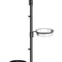 Bird Feeding Pole, 75 Inch 4 Hooks Heavy-Duty Feeder and Water Dispenser Shepherd Hook, Feeding Station With Ground Stake, Outside (Black)