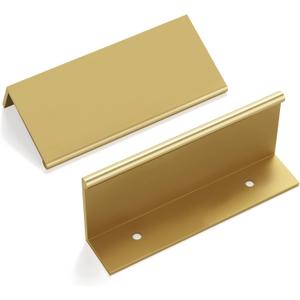 goldenwarm 10 Pack Gold Finger Edge Pulls Drawer Finger Pulls Champagne Gold Kitchen Hardware Handles Bedroom Dresser Drawers,3in Hole Center