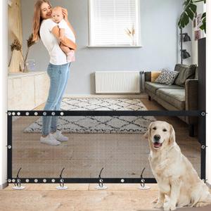 NWK Magic Dog Gate for Stairs Pet Gate for The House Providing a Safe Enclosure for Pets to Play and Rest, 6 Hooks Design (120'' X 30'')