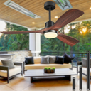 Ceiling Fans with Lights and Remote, 52 Inch Outdoor Ceiiing Fan for Patios Indoor with 3 Downrods, 3 Blades Modern Ceiling Fan, 6 Speed Reversible Quiet DC Motor Solid Wood Fan,52in, WNalnut