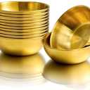 Nicunom 10 Pack Stainless Steel Soy Sauce Dishes, 3 OZ Dipping Bowl Pinch Bowls Small Dip Bowls Seasoning Dishes Prep Appetizer Plates for Condiment Sushi Ketchup BBQ Party, Golden