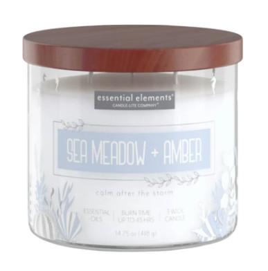 Sea Meadow & AMBER 3-WICK 14.75OZ JAR CANDLE