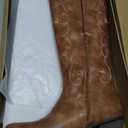 J's.o.l.e Women's Knee High Cowboy Boots Wide Calf Snip Toe Fashion Western Cowgirl Boots (Brown) Size 41
