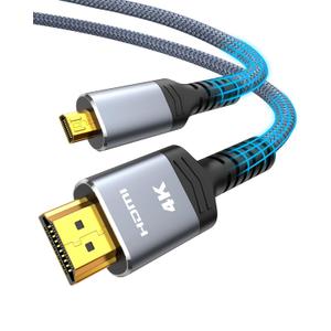 Highwings 4K Micro HDMI to HDMI Cable 10 FT, 4K@60Hz, Micro HDMI Cord HDR Compatible for DSLR Camera, Raspberry Pi, GoPro Hero to TV, Laptop, Computer, Monitor, for Video, Audio, Image, Streaming (Grey)