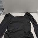 Womens Rhinestone Top Long Sleeve Round Neck Sheer Mesh Glitter Shirts Sexy See Through Blouses Tee Party Club Night (Large, Black)