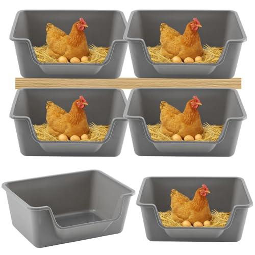 Reallnaive 6 Pcs Washable Chicken Nesting Box, Floor Durable Chicken Coop Accessories Easy Clean Plastic Square for Hens Ducks and Poultry for Egg Collection Backyard