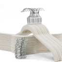 30 Pack Velvet Hangers for Clothes  Non-Slip Slim Flocked Shirt Hangers with 360 Swivel Hook, Space-Saving Felt Hanger for Coats, Sweaters, Tops, Blouses(Beige)