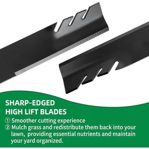 103-6338 Blade Set for Ex Mark 60'' Deck, Toothed Mulching Blade Compatible with Ex Mark Lazer Z AC, Bad Boy Toro Hustler Zero Turn Mowers, Replace for 116-5173-S, 103-6338-S, 103-2530, 2 Pack