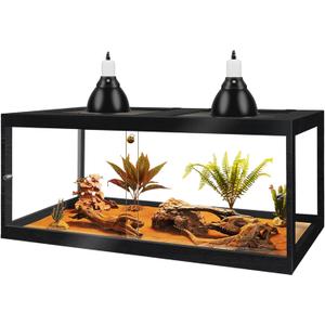 PROLEE Bearded Dragon Tank, 81 Gallon Reptile Tank with Meatl Mesh Roof and Front Sliding Door, Lizard Tank, Spacious Reptile Enclosure for Snakes, Lguanas, Chameleons (Black), Size 47x20 inches