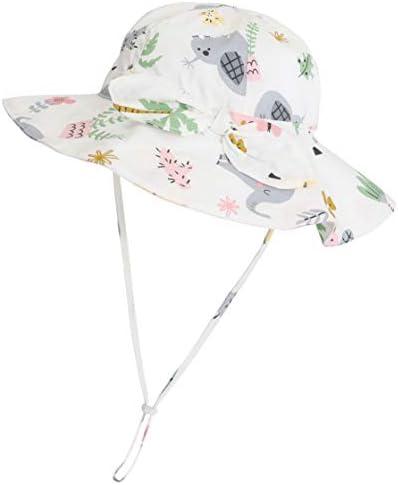 Baby Girl Sun Hat Infant Summer Beach Hats with UPF 50+ Toddler with Wide Brim Strap Outdoor Bucket Hat