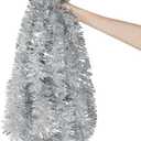 DECORA 33 Feet Silver Tinsel Garland, Christmas Metallic Hanging Tinsel Garland for Xmas Tree Home and Party Decoration