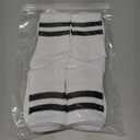 BONANGEL BONNAGEL Kids Athletic Crew Socks Boys Girls White Black Dress Socks Cotton School Uniform Socks 4Pairs, 6-8 Years, Whitestripe