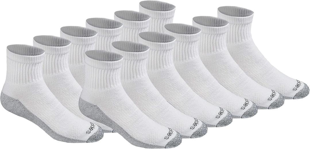 Dickies Men's Dri-tech Moisture Control Quarter Socks, 
White (12 Pairs), X-Large