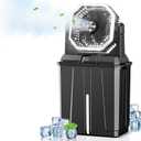 24000mAh Rechargeable Misting Fan with 8L Water Bucket, 3-Speed Outdoor Cooling Fan with LED Lights, 120Oscillation for Camping, Backyard, Patio,Outdoor-Black