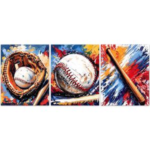 Baseball Wall Art Canvas Prints,Baseball Graffiti Wall Art Set of 3,Vintage Sports Graffiti Art Posters,Baseball Decor Boys Room Man Cave Bedroom Nursery Decor(8"x10"Unframed)