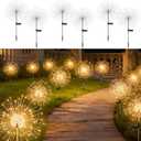 Solar Fireworks Lights for Outside,150 LED 8 Mode Firework LED Solar Fairy Lights Twinkling Tree Outdoor for Garden Yard Landscape Patio Lawn Wedding Christmas Part Decor Warm White (6 Pack)