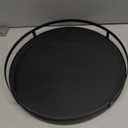 Defined Deco 12in Decorative Tray-Round Serving Tray with Metal Handle-Black Decorative Tray for Home Decor,Living Room Decor,Coffee Table Decor,Rustic Wooden Tray for Kitchen Table Decor,Dining Table