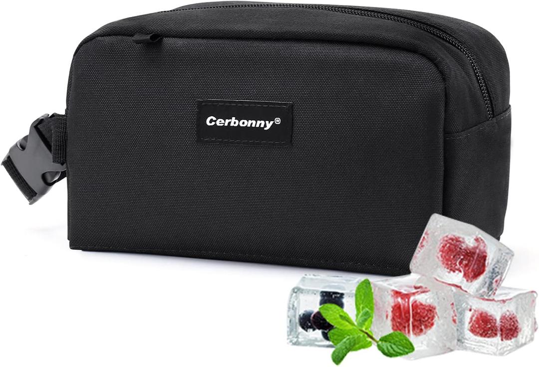 Freezable Lunch Bag,Freezable Snack Bag,Mini Cooler Bag for Travel/Work/School,Small Insulated Bag,Small Cooler Lunch Box with Ice Packs,Insulated Snack Bag,Freezable Snack Box with Handle Buckle (black-1)