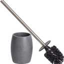 Toilet Bowl Brush and Holder with Stainless Steel Long Handle, Toilet Scrubber Brush with Durable Base, 360 Deep Cleaning Bristles for Bathroom, Compact Set for Small Space (Gray)