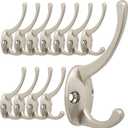 IBosins 12 Pack Silver Coat Hooks Wall Mounted with 24 Screws Retro Double Hooks Utility Silver Hooks for Coat, Scarf, Bag, Towel, Key, Cap, Cup, Hat