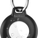 Belkin Waterproof Apple AirTag Secure Holder with Key Ring, Durable Scratch-Resistant AirTag Case, Protective AirTag Keychain Accessory for Keys, Pets, Luggage, Backpacks, and More - Black