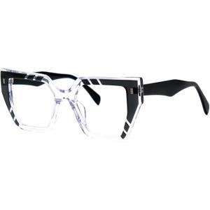 Zeelool Classic Square Eyeglasses Frame with Non-prescription Clear Lens for Women ZJGA150591 (Zjga150591-01b Black-crystal)