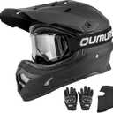 OUMURS Adult ATV Dirt Bike Helmet with Goggles Gloves & Mask Adjustable Sun Visor Motorcycle Adults Helmet Off-Road Motocross Downhill Moped MX for Unisex-Adult-Matte Black, XXL