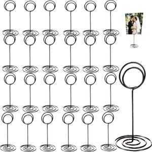 24 Pack black Table Number Holders Stands - Heavy Duty Wedding Reception Centerpieces for Table Cards, Menus, Place Card Holder, Photo Picture Frames for Anniversary Birthday Party Decorations