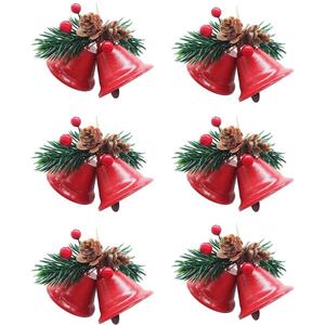 Christmas Bells Ornaments 6 Pcs Red Christmas Ornaments Christmas Tree Bells Pendants Christmas Craft Bells for Christmas Holiday Party Decoration (red)