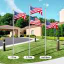 20FT Sectional Flag Pole Kit, Extra Thick Heavy Duty Aluminum Flagpoles for Outside House Inground with 3'*5' American Flag and Black Ball Topper for Residential or Commercial Use, Silvery