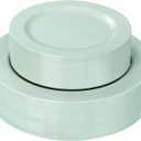 FLOWERCAT 60PCS Sage Green Plates - Heavy Duty Plastic Plates Disposable for Spring Party - Includes 30PCS 10.25inch Sage Green Dinner Plates and 30PCS 7.5inch Dessert Plates