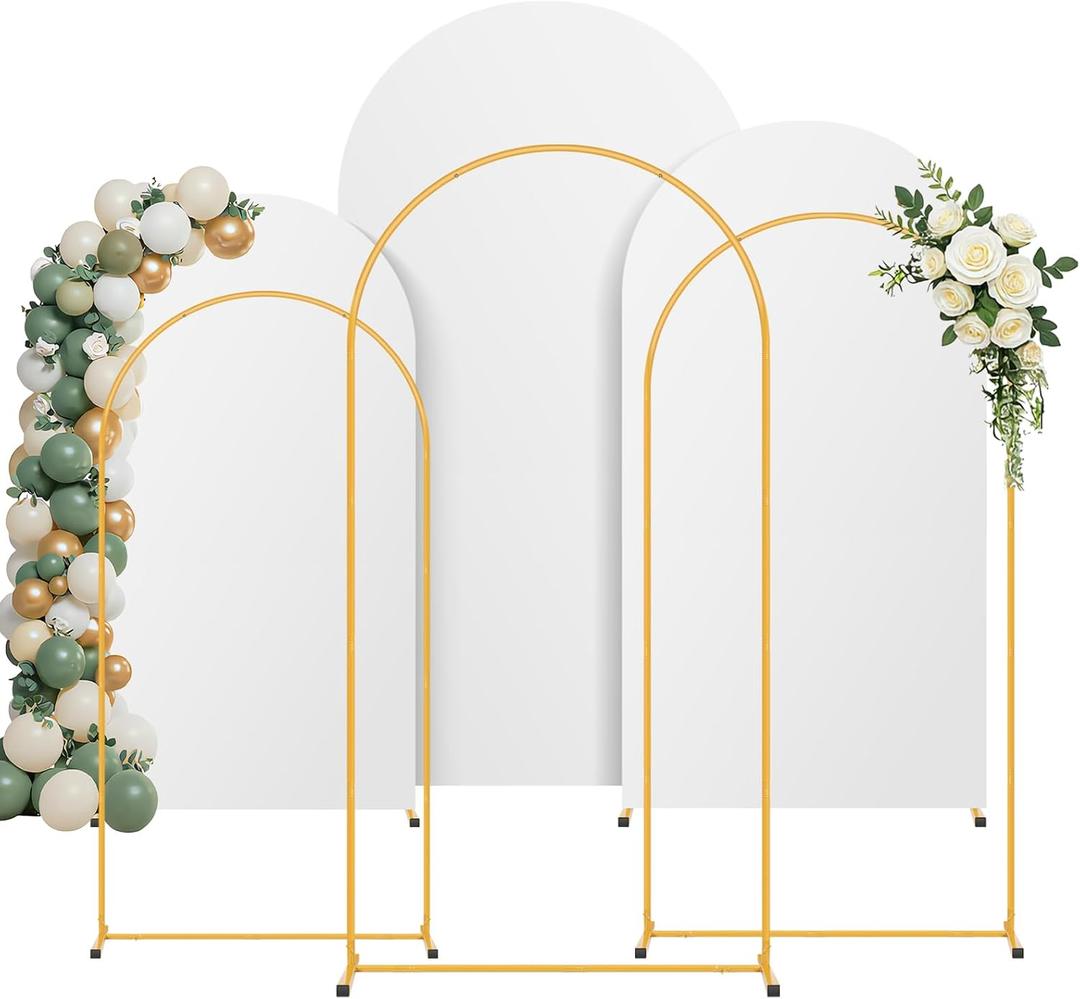 3 Pack Arch Backdrop Stand and Cover Set (7.2/6.6/6FT) Balloon Arch Stand | Wedding Back Drop Arch Stand,Arch for Balloons,Metal Arch Frame for Baby Shower Birthday Party Decoration Garland Decor