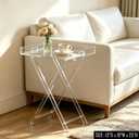 Furniture Acrylic Folding Tray Table,Small Side Table,Lucite End Table,Clear,Modern,13Dx19''Wx23''H, 1-tier-a