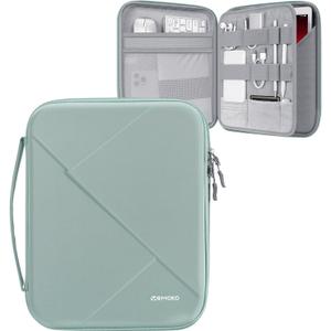 MoKo 9-11 Inch Tablet Sleeve Bag for New 11-inch iPad Air M4 2026/Pro M5, iPad A16, iPadAir 5/4/3th 10.9/10.5, iPad10/9/8th 10.9/10.2, Tab S8/S9 11,Hard EVA Bag with Padded Handle, Bodhi Green