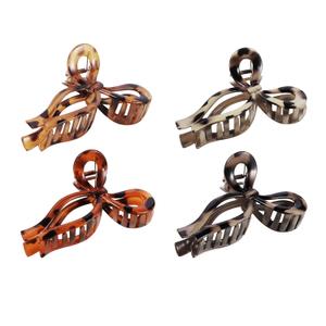 Bow Hair Clips for Women, 4 Pcs Elegant Hair Claw Clips for Thin and Thick Hair Strong Hold Hair Bows Hair Styling Accessories, Leopard