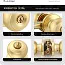 Karlstone 3 Pack Gold Ball Door Knob, Satin Brass Round Front Door Handle Gold Entry Door Lock for Right or Left Handed Doors
