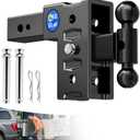 Trailer Hitch Fit 2.5 Inch Receiver, Adjustable Tow Hitch 6" Drop & Rise, Heavy Duty Drop Hitch for Trucks RV Camper (18,000 LBS GTW) with 2"& 2-5/16" Dual Ball Mount, Includes Hitch Pins & Clips