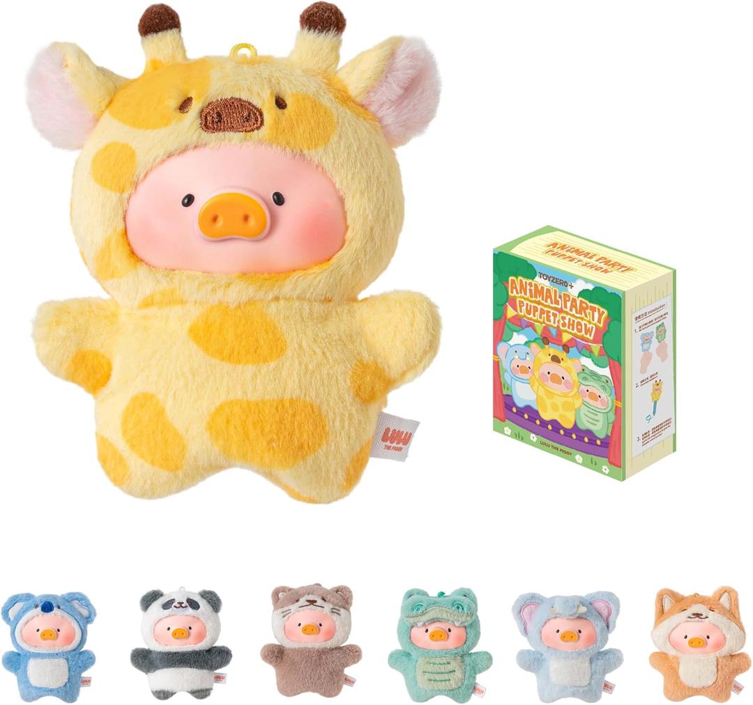 TOYZERO+ Lulu The Piggy Blind Box Figures - Puppet Show Series Plush Keychain Blind Boxes Figurines Finger Puppet Toy Cute Stuffed Animals Mystery Box Collectible Decorations Birthday Gift, Single Box