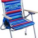 Tommy Bahama Hi-Boy 17" Seat Height 4-Position Lace-Up Suspension Folding Beach Backpack Chair, 1-Pack, Red and Blue Stripe